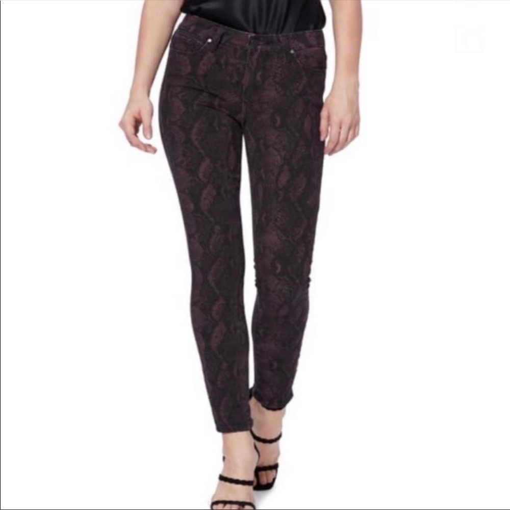 PAIGE Hoxton Ankle Python print purple jeans 30